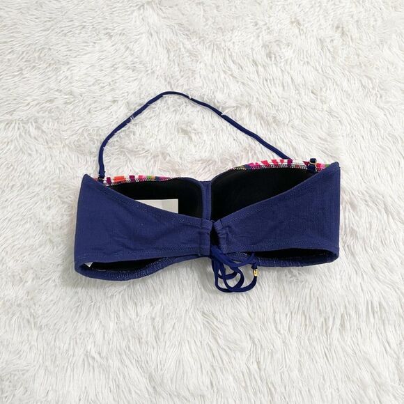 Women Trina Turk ULTRAMARINE Rainbow Swirl Textured Bandeau Bikini Swim Size 12 - Picture 8 of 13